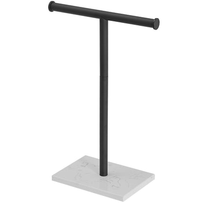 T-Shape Toilet Paper Holder with Natural Marble Base Black - buyfaucet.com