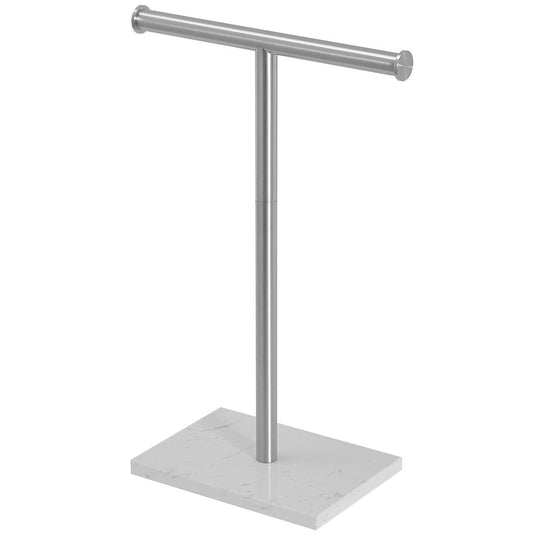 T-Shape Toilet Paper Holder with Natural Marble Base Nickel - buyfaucet.com