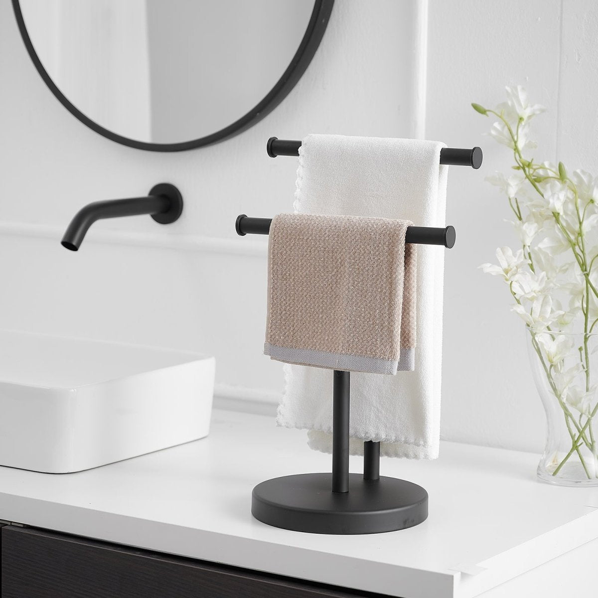 Toilet Paper Holder with 2-Tier Hand Towel Racks Black - buyfaucet.com