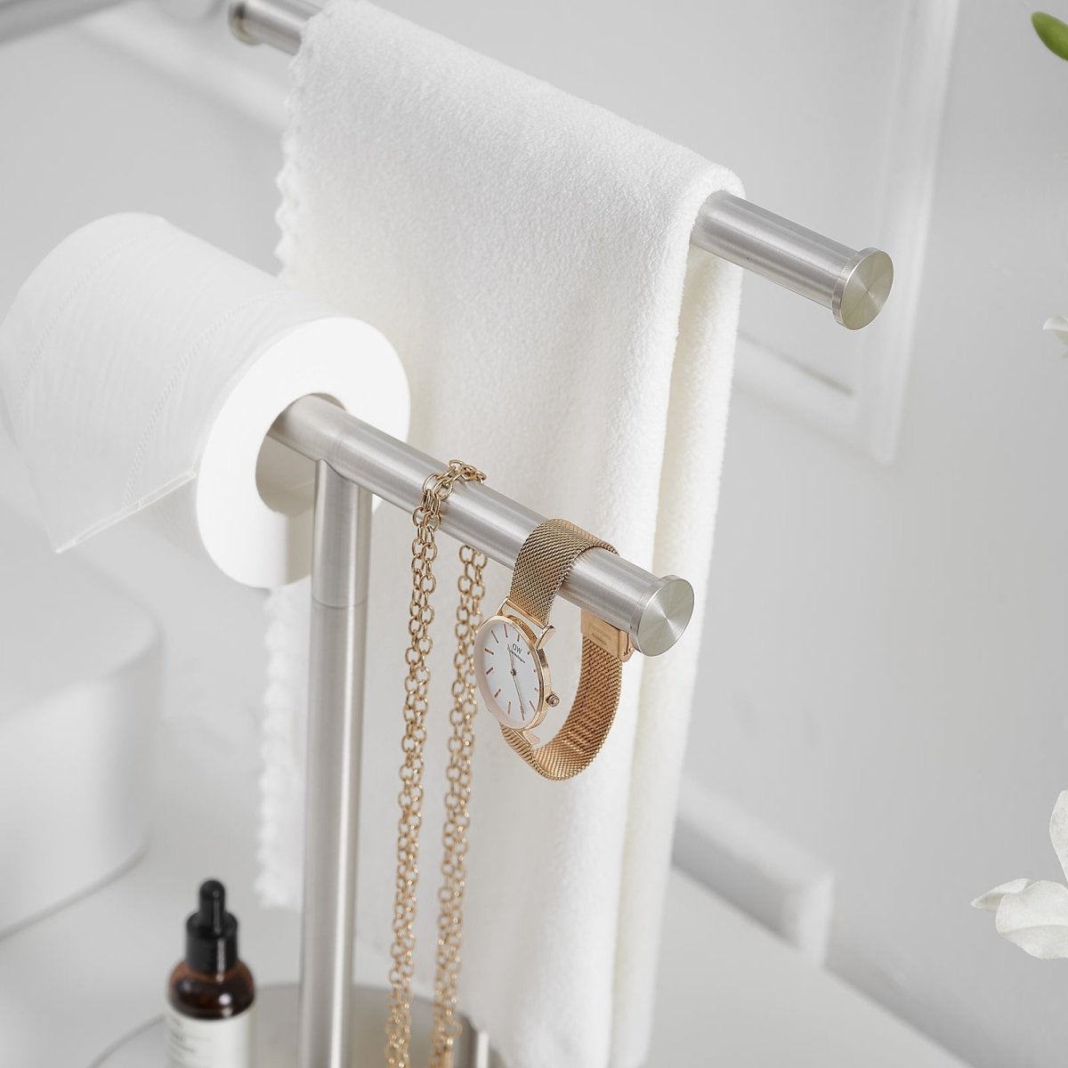 Toilet Paper Holder with 2-Tier Hand Towel Racks Nickel - buyfaucet.com