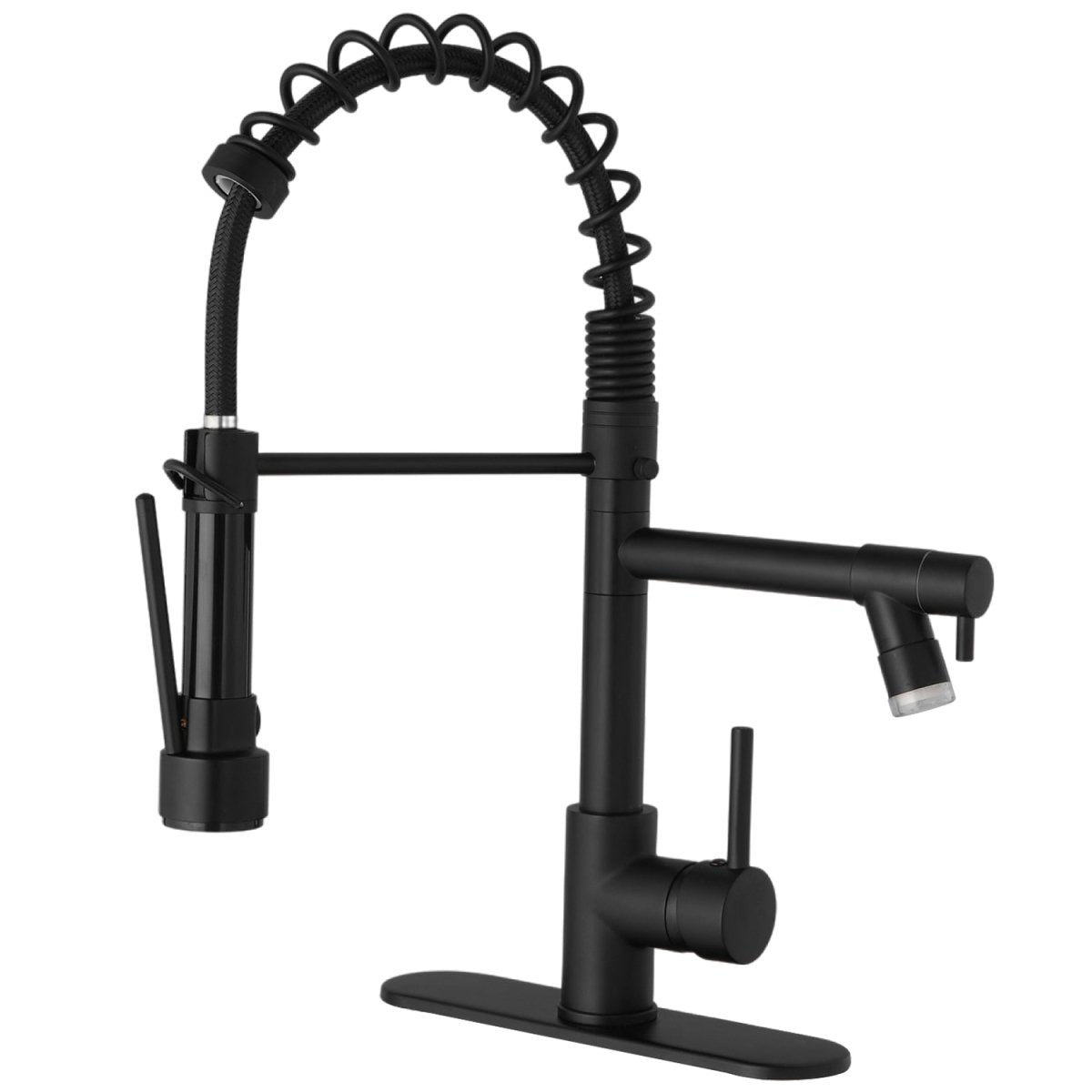 Touch On Deck Mount Pull Down Sprayer Kitchen Faucet Black - buyfaucet.com