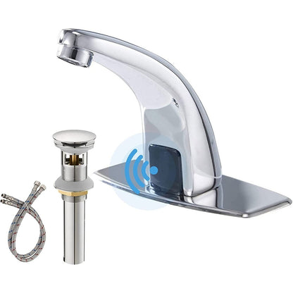 Touchless Bathroom Faucet With Deckplate & Drain Chrome - buyfaucet.com