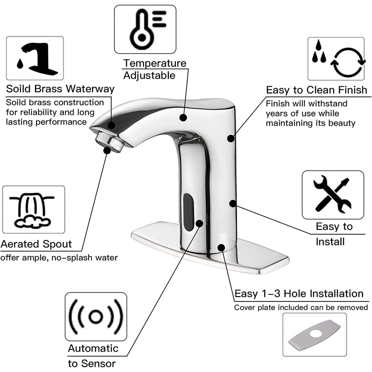 Touchless Bathroom Faucet With Deckplate Drain Chrome - buyfaucet.com