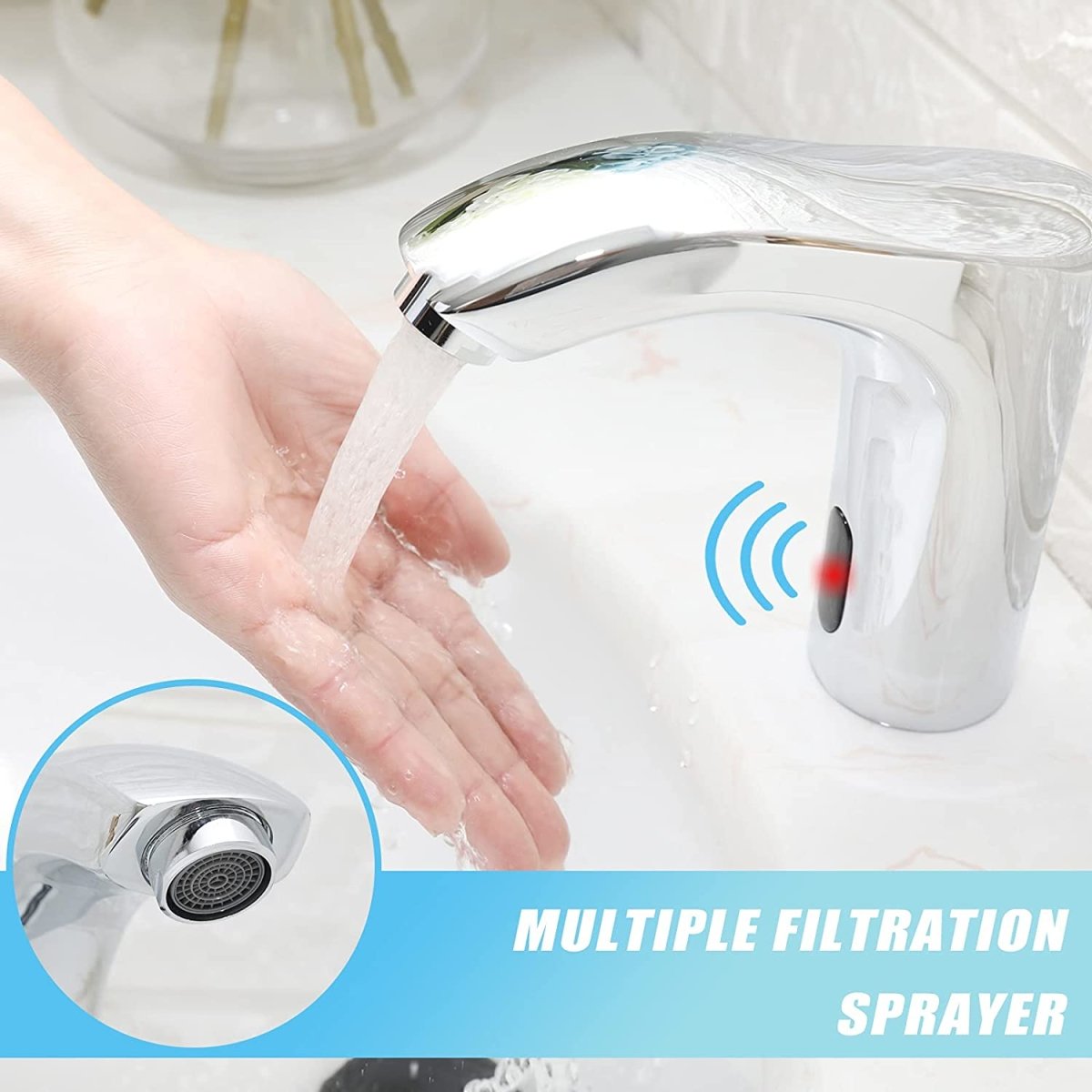 Touchless Bathroom Faucet With Deckplate Drain Chrome - buyfaucet.com