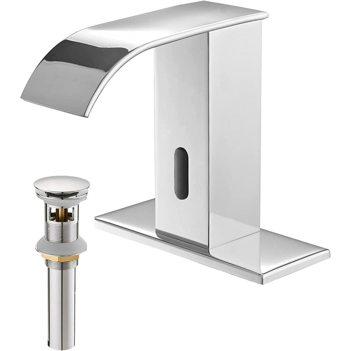 Touchless Single Hole Bathroom Faucet with Drain Chrome - buyfaucet.com