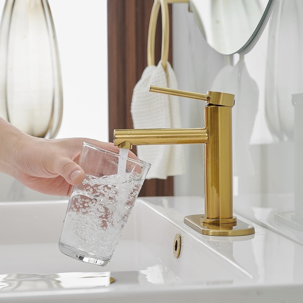 Vanity Single Handle with Supply Hose Bathroom Faucets Gold - buyfaucet.com