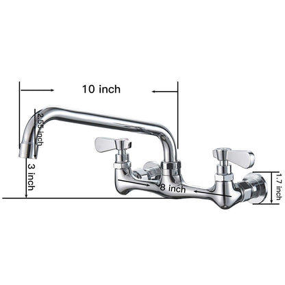 Wall Mount Kitchen Faucet with 10 Inch Swivel Spout Chrome-1 - buyfaucet.com