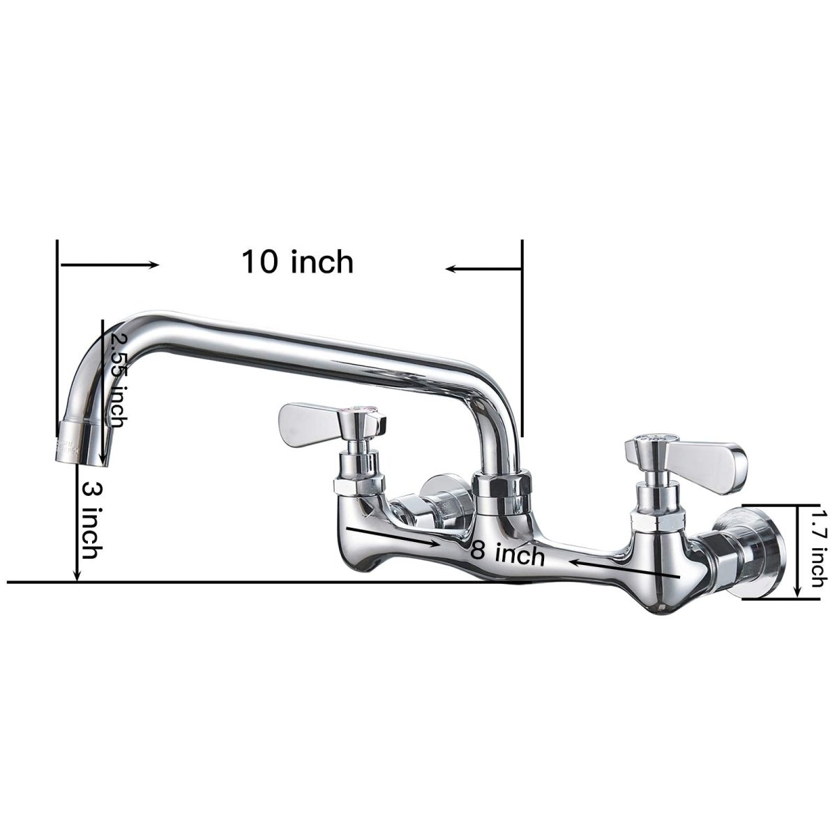 Wall Mount Kitchen Faucet With 10 Inch Swivel Spout Chrome - buyfaucet.com