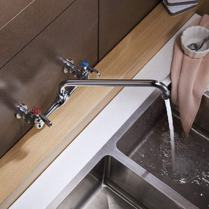 Wall Mount Kitchen Faucet with 8 Inch Swivel Spout Chrome-1 - buyfaucet.com