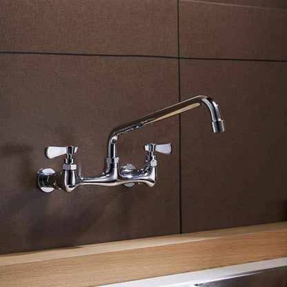 Wall Mount Kitchen Faucet With 8 Inch Swivel Spout Chrome - buyfaucet.com