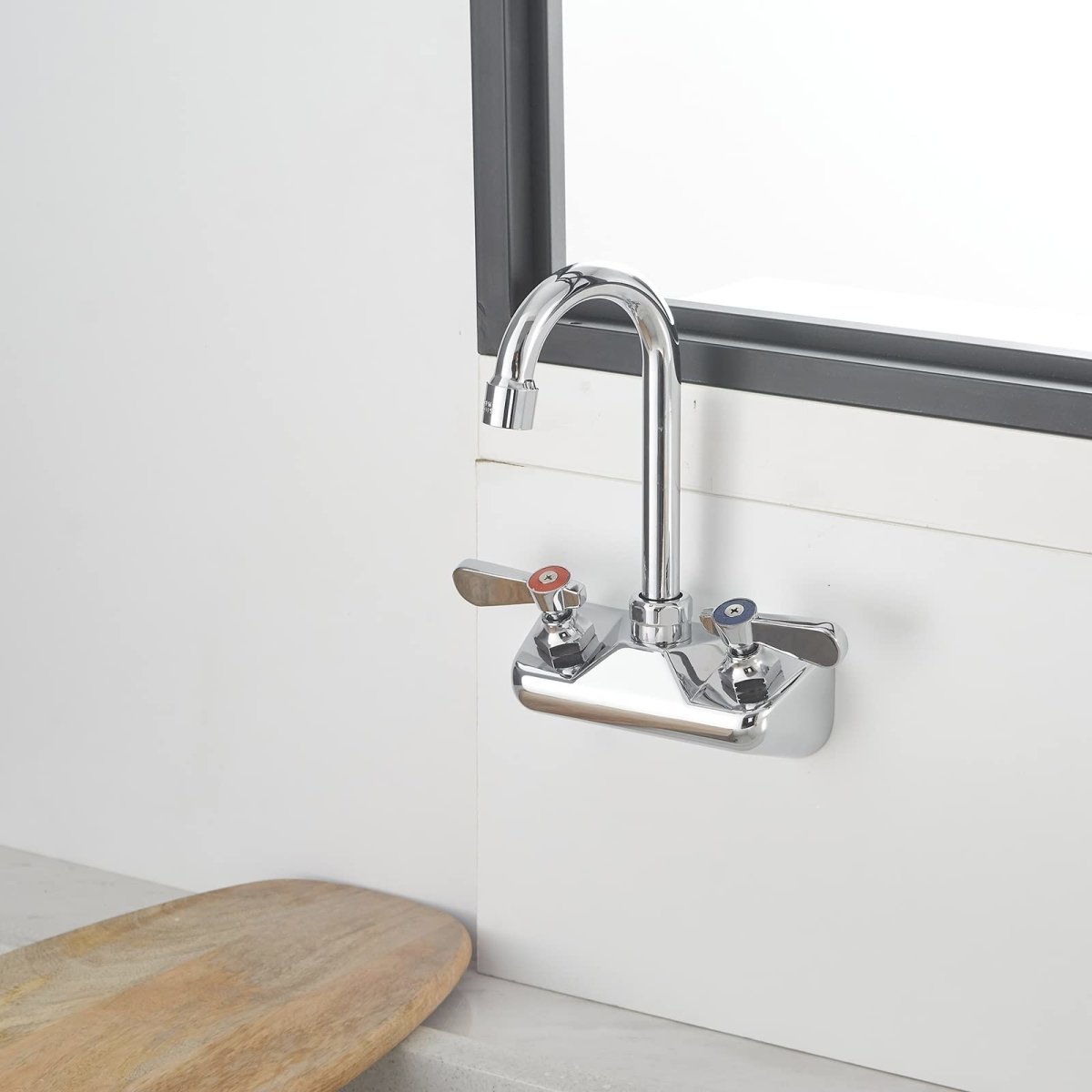 Wall Mount Kitchen Faucet With Swivel Spout 4 Chrome - buyfaucet.com