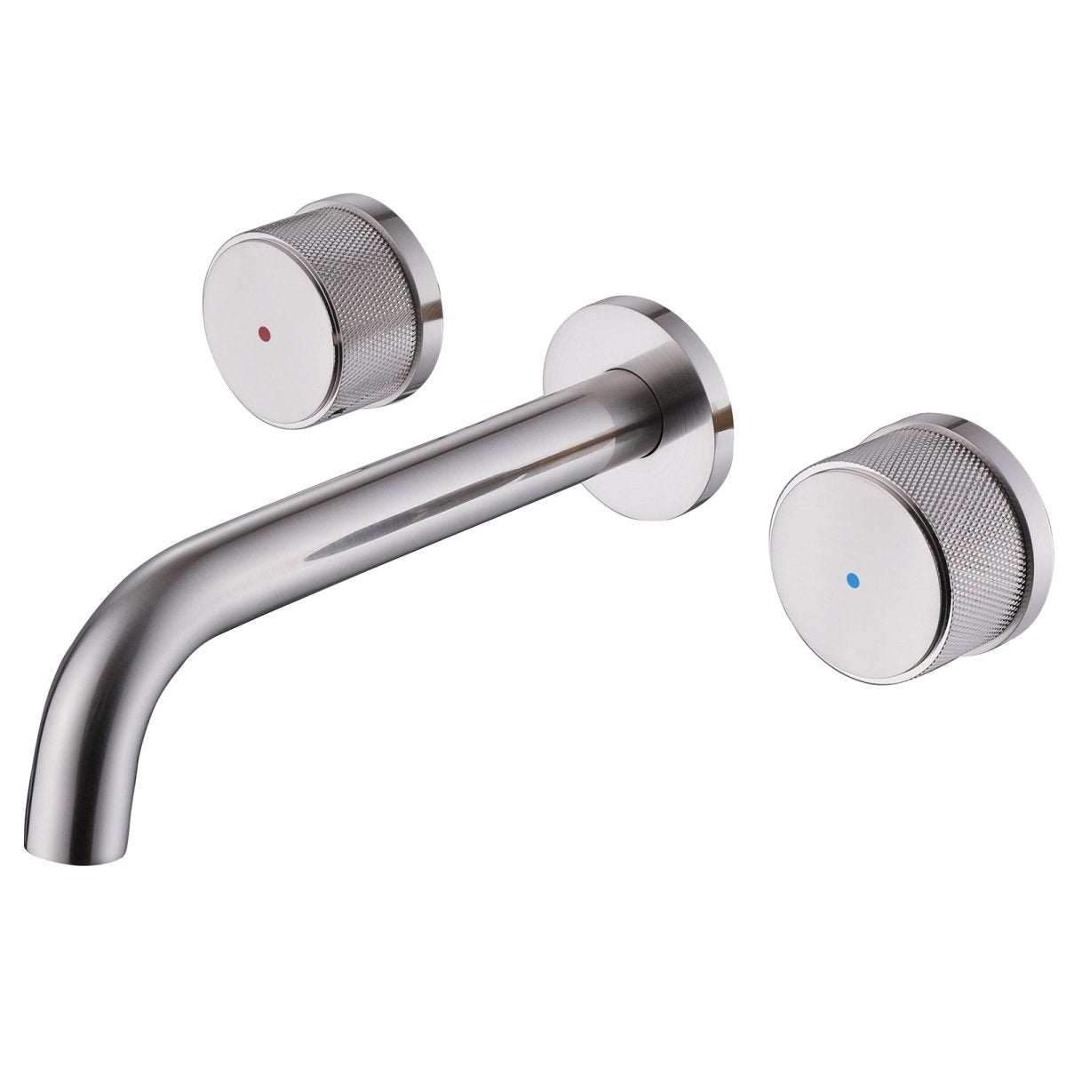 Wall Mounted Double Hole Two Handle Bathroom Tub Faucets Nickel - buyfaucet.com