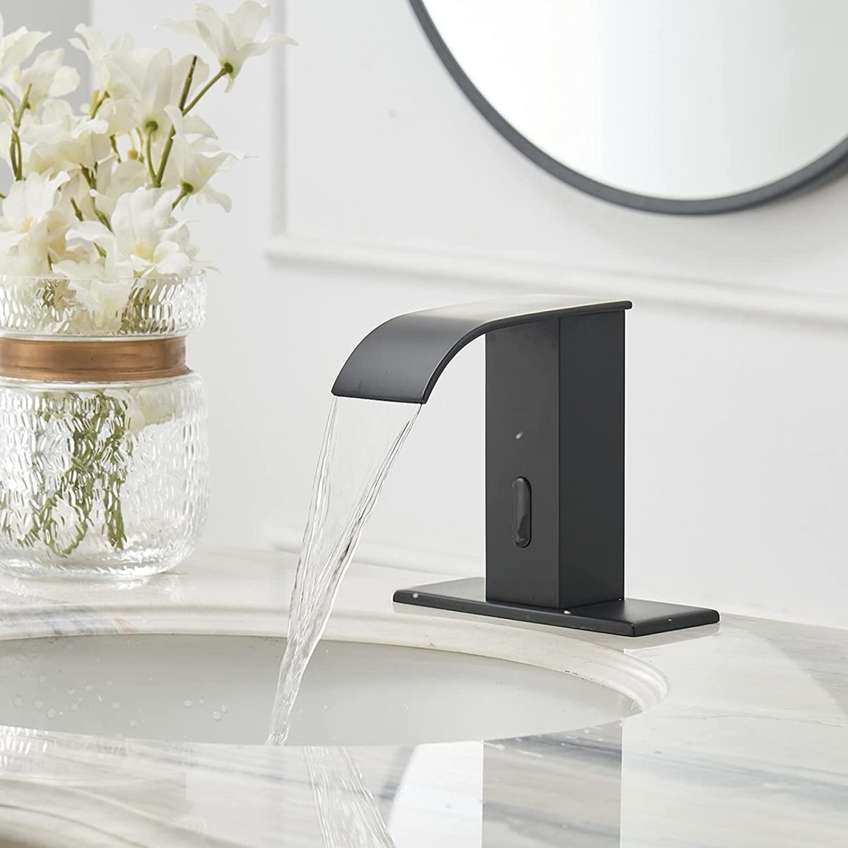 Waterfall Automatic Sensor Touchless Bathroom Faucet Black - buyfaucet.com