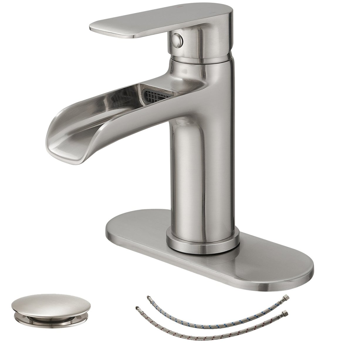 Waterfall Bathroom Faucet One Hole Faucet Brushed Nickel - buyfaucet.com
