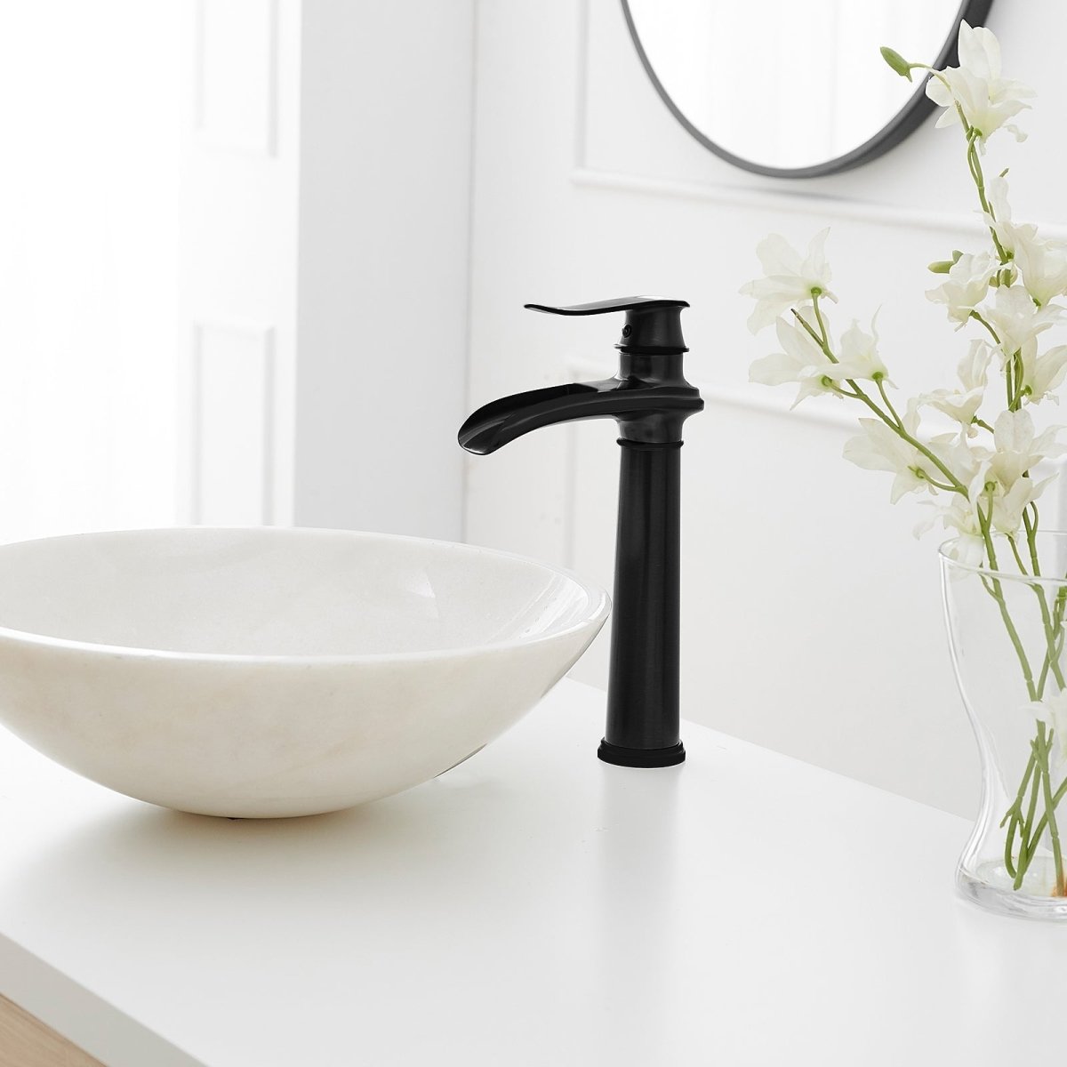 Waterfall Bathroom Sink Faucet With Pop-up Drain Matte Black - buyfaucet.com