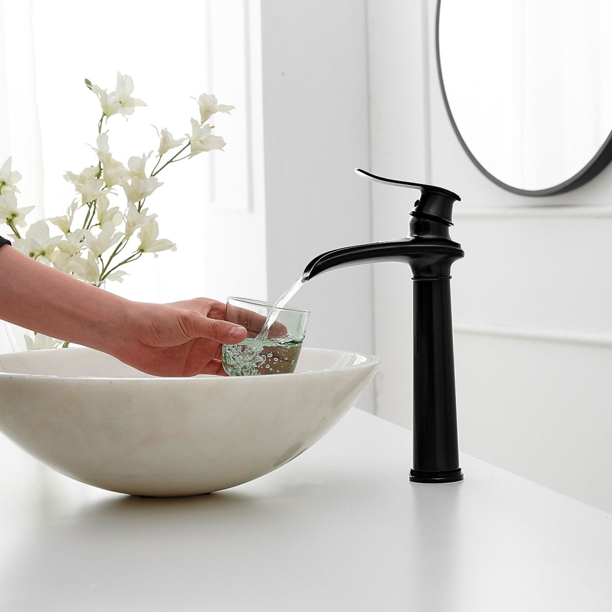 Waterfall Bathroom Sink Faucet With Pop-up Drain Matte Black - buyfaucet.com