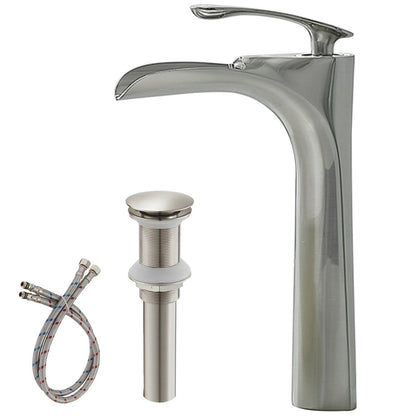 Waterfall Bathroom Vessel Sink Faucet With Drain Nickel - buyfaucet.com