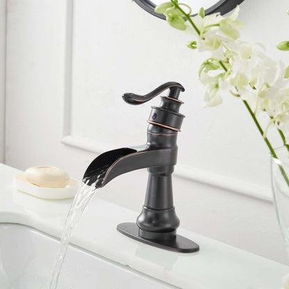 Waterfall Sing Hole Bathroom Faucet Oil Rubbed Bronze-1 - buyfaucet.com