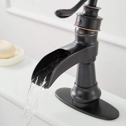 Waterfall Sing Hole Bathroom Faucet Oil Rubbed Bronze - buyfaucet.com