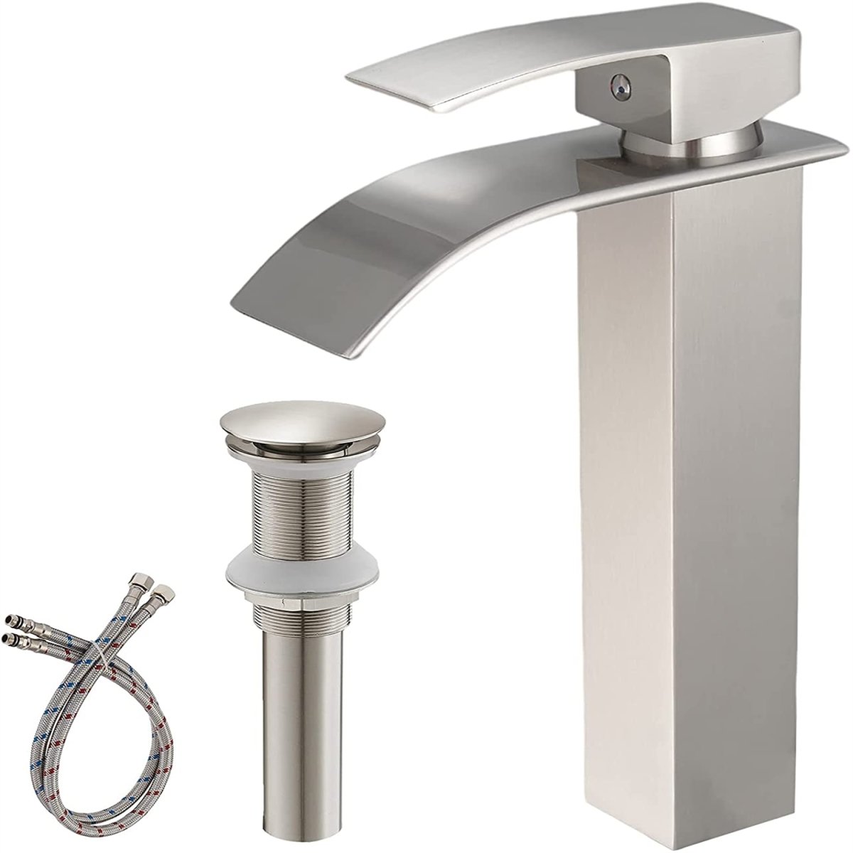 Waterfall Single Handle Bathroom Faucet Brushed Nickel-1 - buyfaucet.com