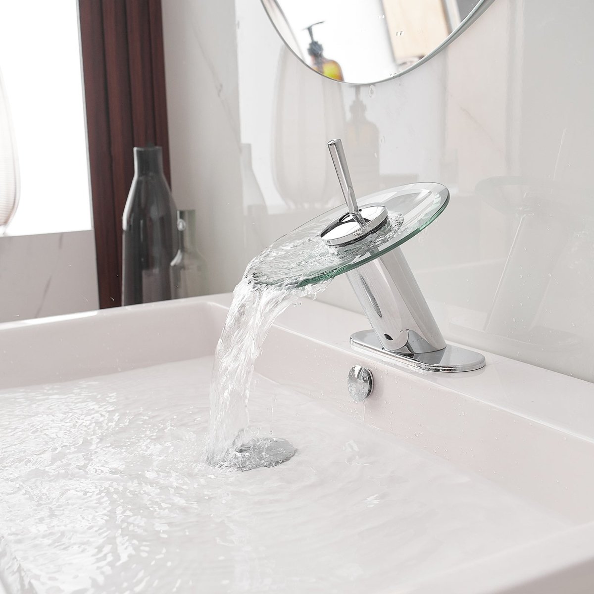 Waterfall Single-Handle Sink Vanity Bathroom Faucet Chrome - buyfaucet.com