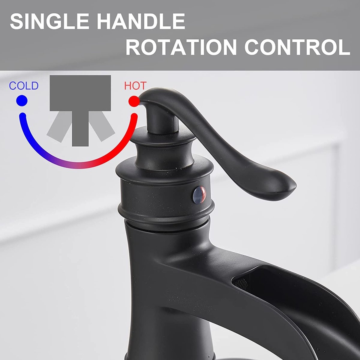 Waterfall Single Hole 1-Handle Bathroom Faucet Black-1 - buyfaucet.com