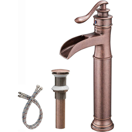 Waterfall Single Hole 1-Handle Bathroom Faucet Copper-1 - buyfaucet.com
