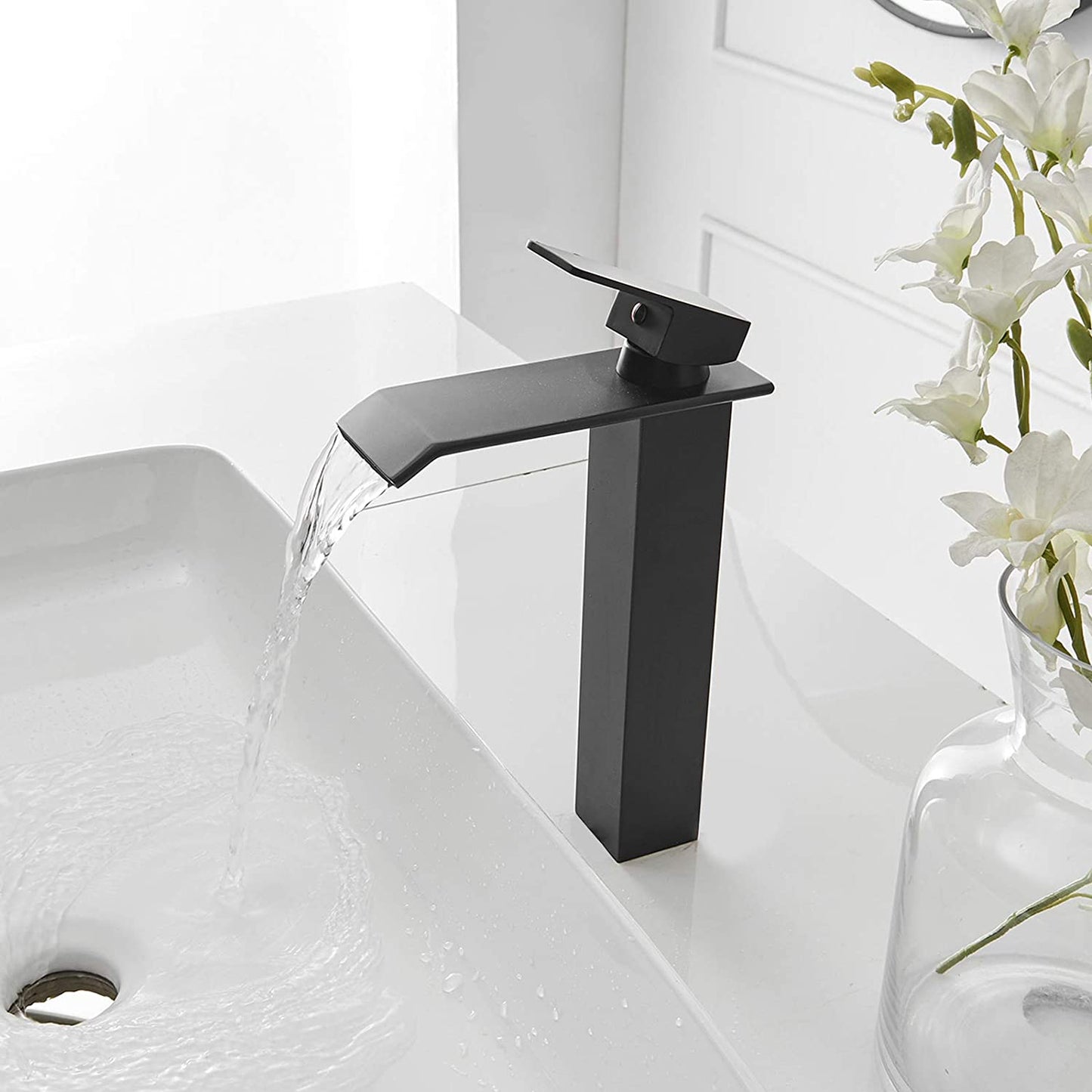 Waterfall Single Hole 1-Handle Bathroom Sink Faucet Black - buyfaucet.com