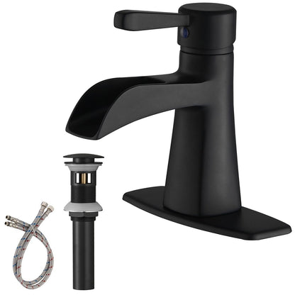 Waterfall Single Hole 1-Handle Bathroom Sink Faucet Black - buyfaucet.com