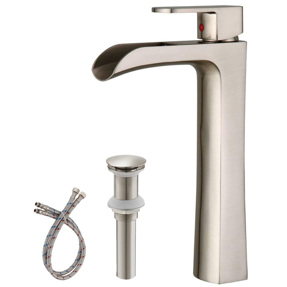 Waterfall Single Hole 1-Handle Sink Faucet Brushed Nickel-1 - buyfaucet.com