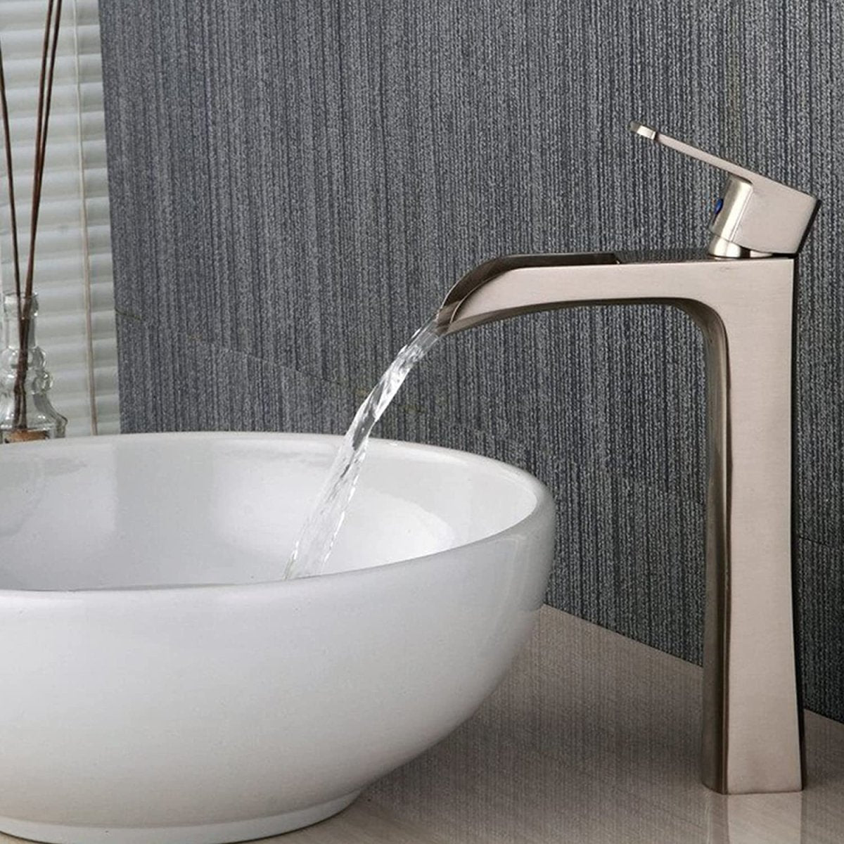 Waterfall Single Hole 1-Handle Sink Faucet Brushed Nickel - buyfaucet.com