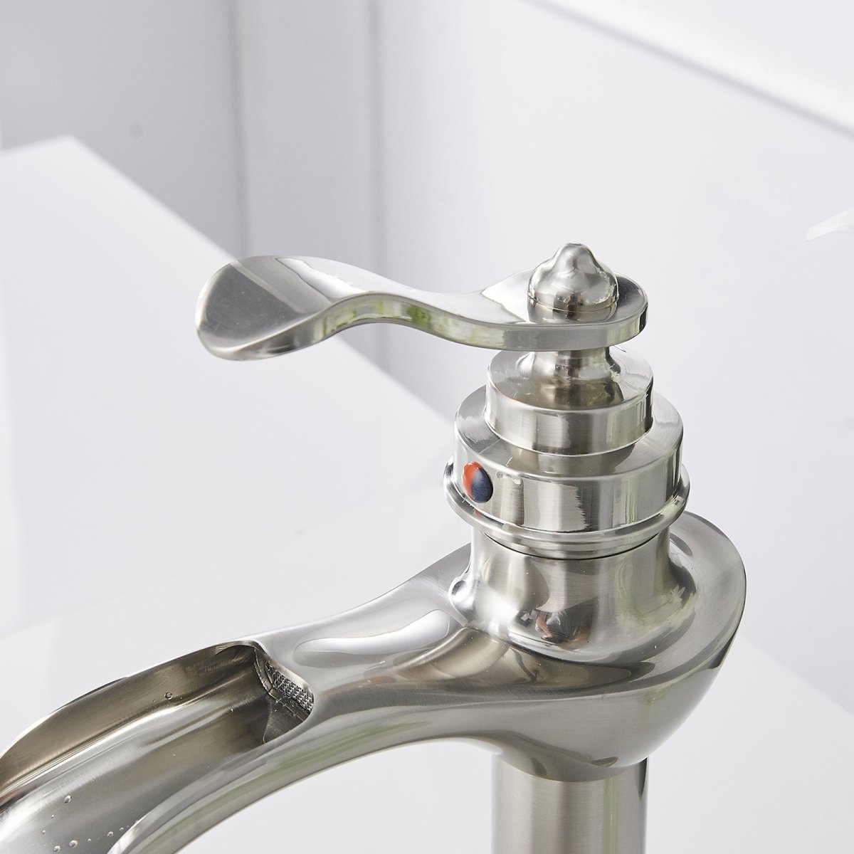 Waterfall Single Hole Bathroom Faucet Brushed Nickel-1 - buyfaucet.com