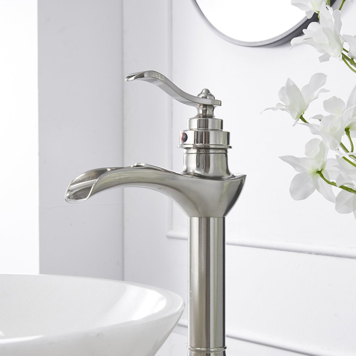 Waterfall Single Hole Bathroom Faucet Brushed Nickel - buyfaucet.com