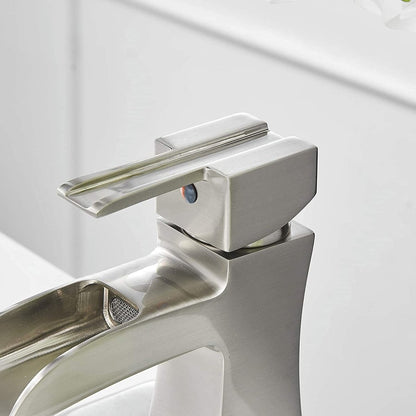 Waterfall Single Hole Bathroom Faucet Brushed Nickel - buyfaucet.com