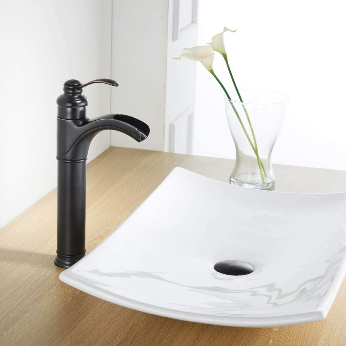Waterfall Single Hole Bathroom Faucet With Oil Rubbed Bronze - buyfaucet.com