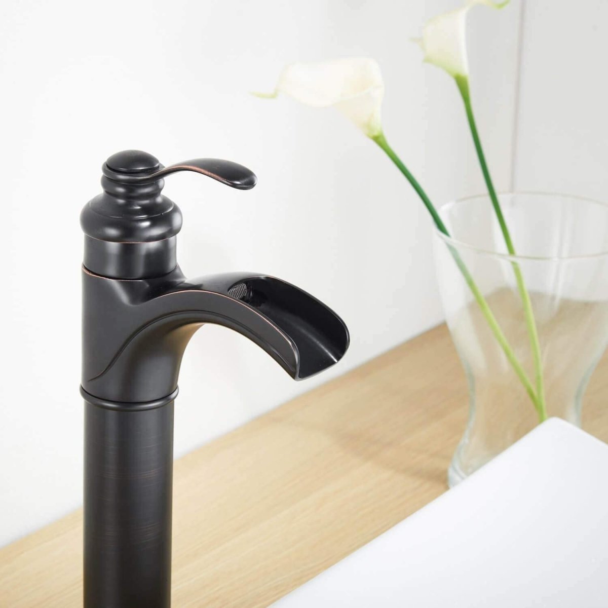 Waterfall Single Hole Bathroom Faucet With Oil Rubbed Bronze - buyfaucet.com