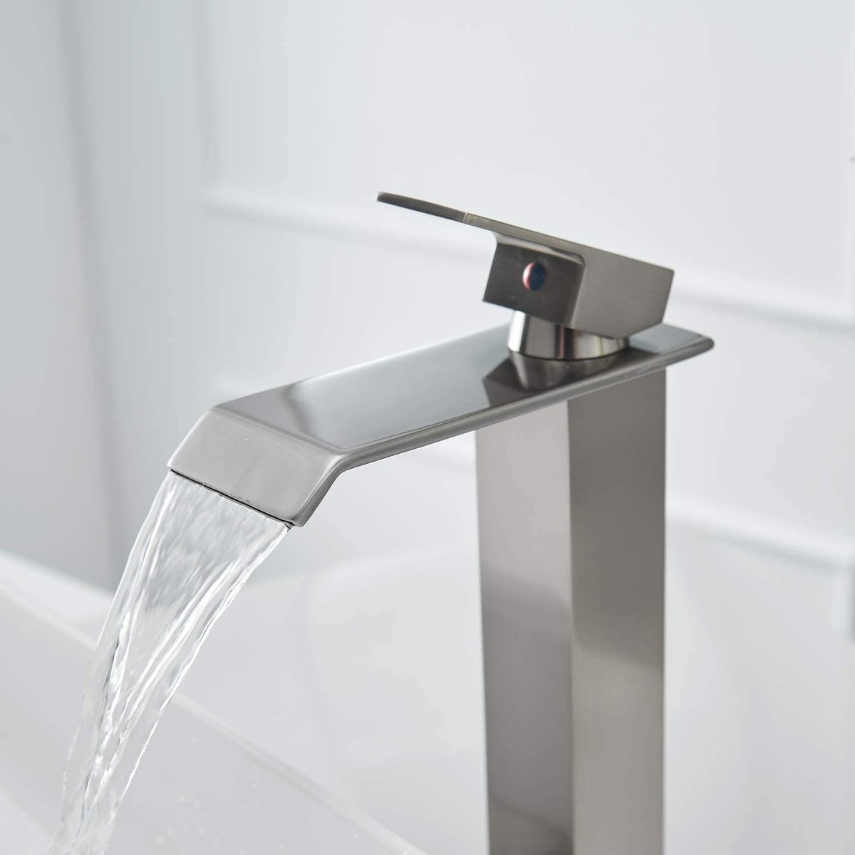 Waterfall Single Hole Bathroom Sink Faucet Brushed Nickel-1 - buyfaucet.com