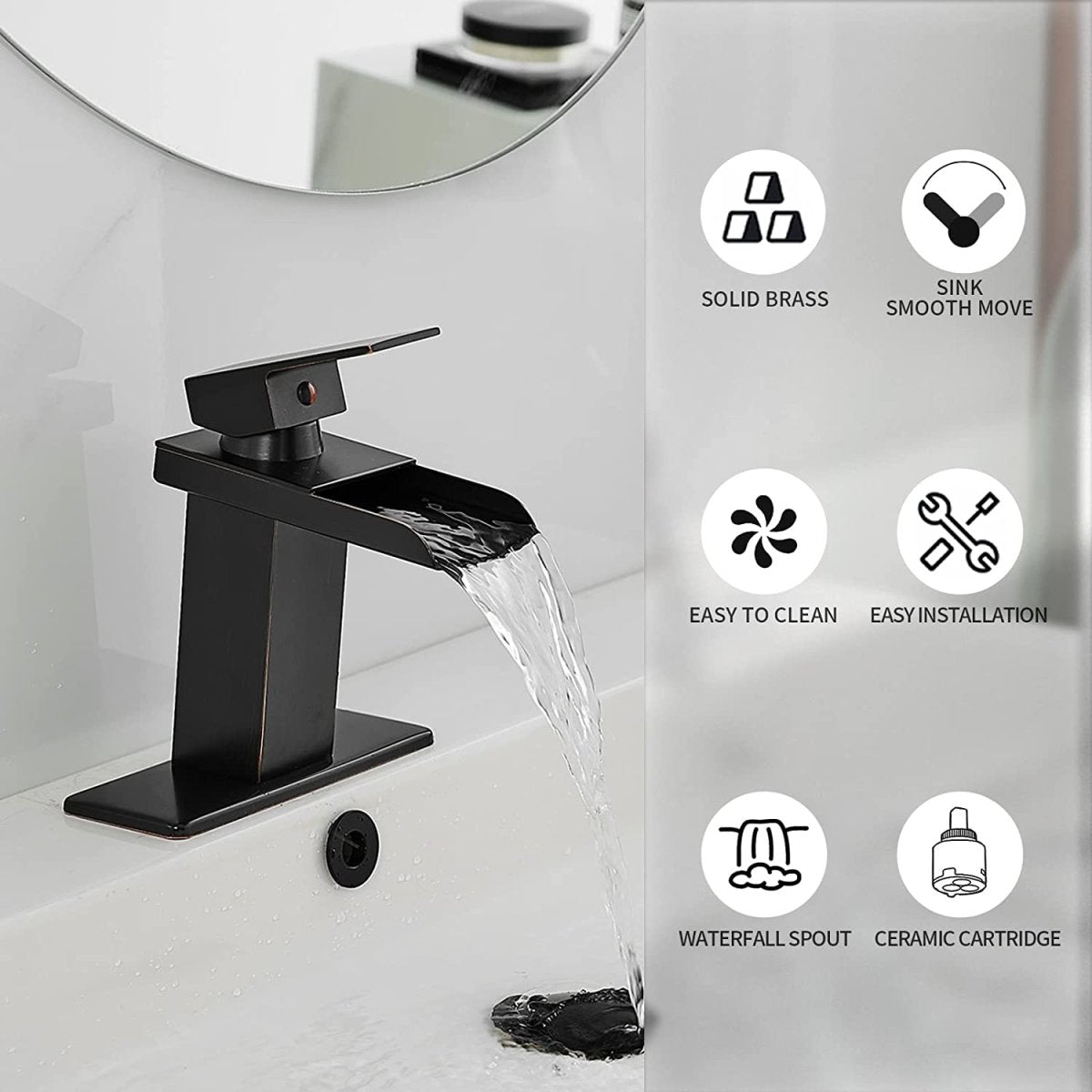 Waterfall Single Hole Bathroom Sink Faucet Oil Rubbed Bronze-1 - buyfaucet.com