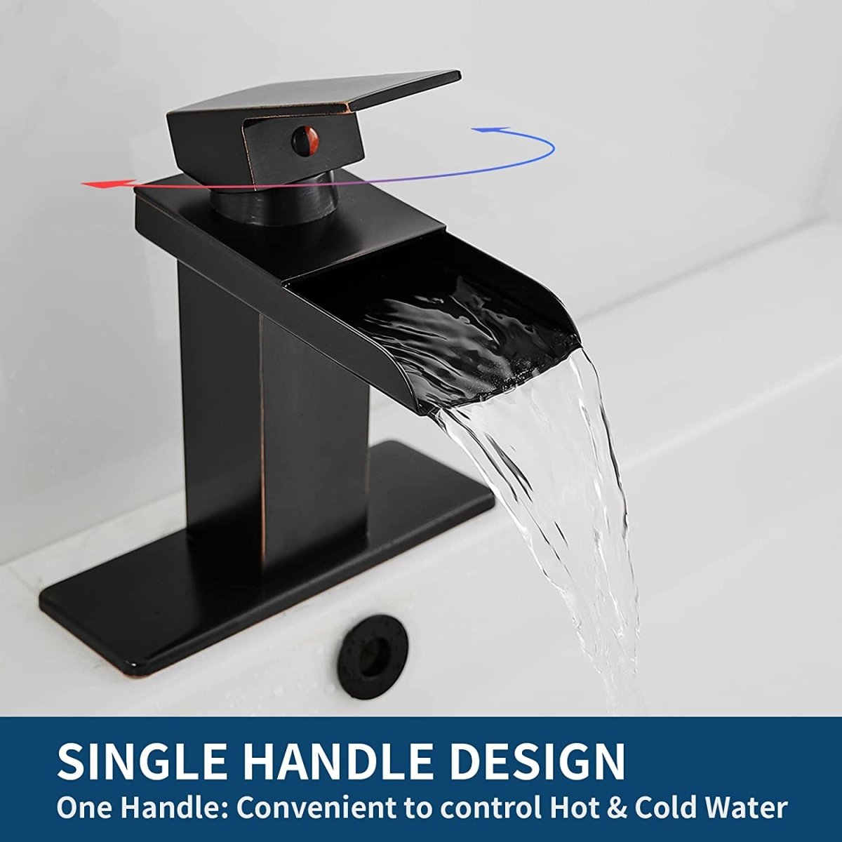 Waterfall Single Hole Bathroom Sink Faucet Oil Rubbed Bronze-1 - buyfaucet.com