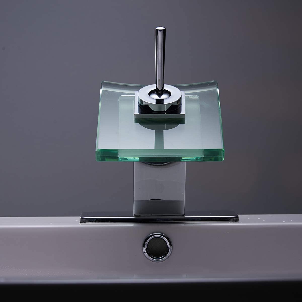 Waterfall Single Hole Glass Spout Bathroom Faucet Chrome - buyfaucet.com