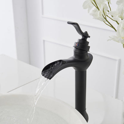 Waterfall Single Hole Single-Handle Bathroom Faucet Black-1 - buyfaucet.com