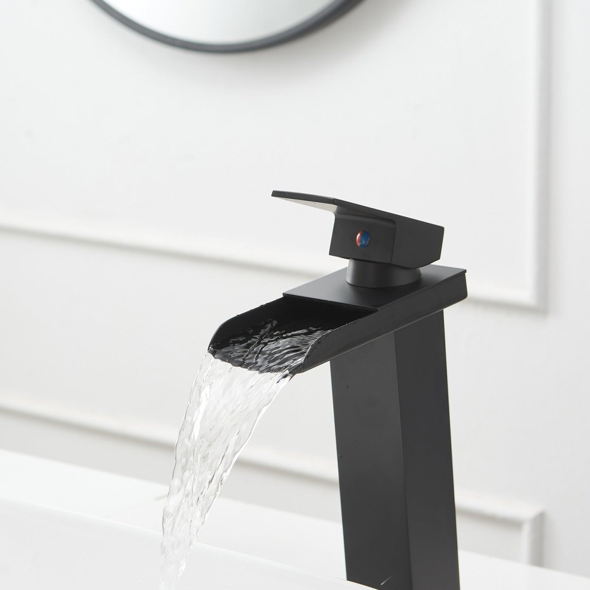Waterfall Single Hole Single Handle Bathroom Faucet Black-1 - buyfaucet.com