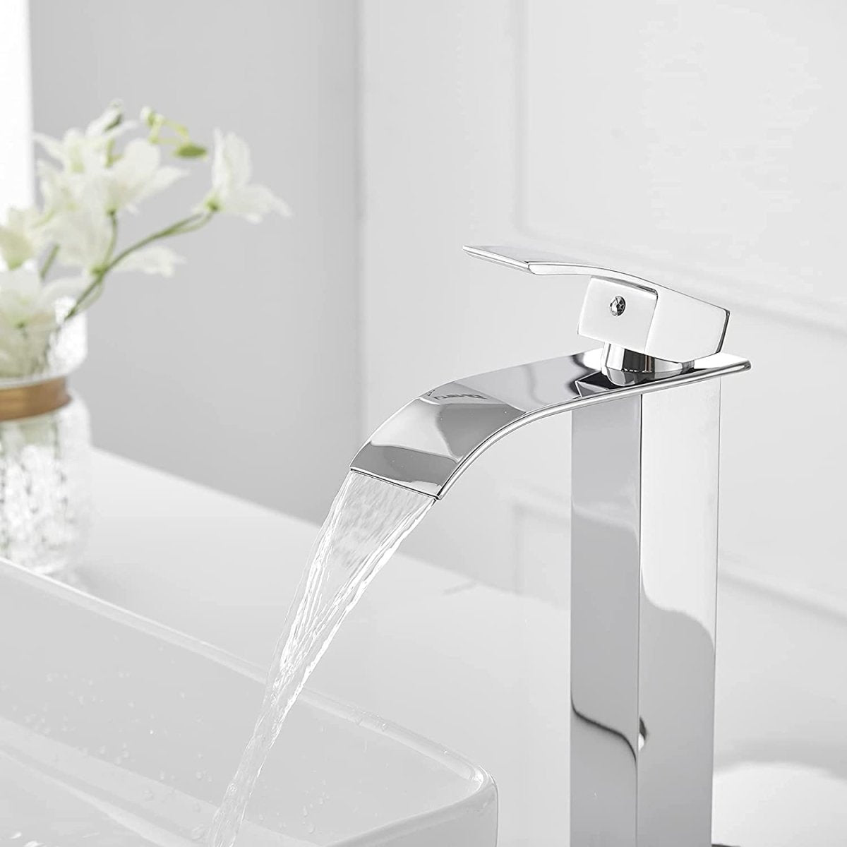 Waterfall Single Hole Single Handle Bathroom Faucet Chrome-1 - buyfaucet.com