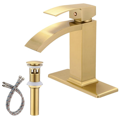 Waterfall Single Hole Single Handle Bathroom Faucet Gold - buyfaucet.com