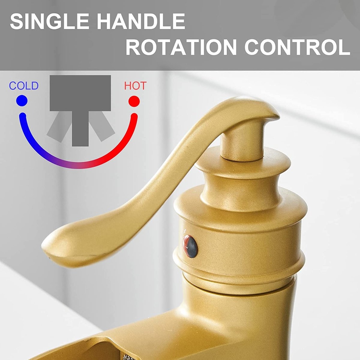 Waterfall Single Hole Single-Handle Bathroom Faucet Gold - buyfaucet.com