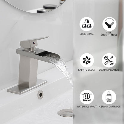 Waterfall Single Hole Single-Handle Bathroom Faucet Nickel-1 - buyfaucet.com