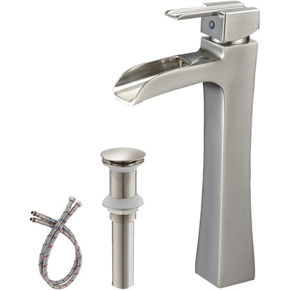 Waterfall Single Hole Single-Handle Bathroom Faucet Nickel - buyfaucet.com