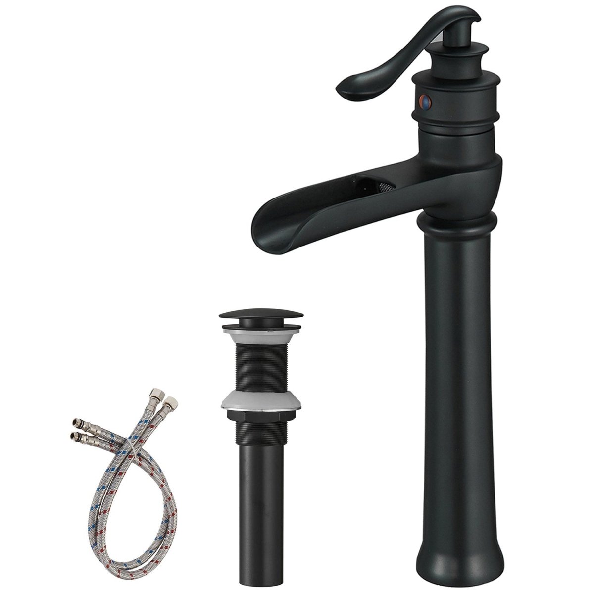 Waterfall Single Hole Single-Handle Vessel Sink Faucet Black - buyfaucet.com