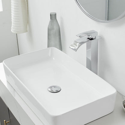 Waterfall Single Hole Tall Bathroom Sink Faucet Polished Chrome - buyfaucet.com