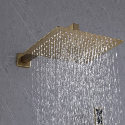 Waterfall Spout 3-Spray Tub and Shower Faucet Brushed Gold - buyfaucet.com